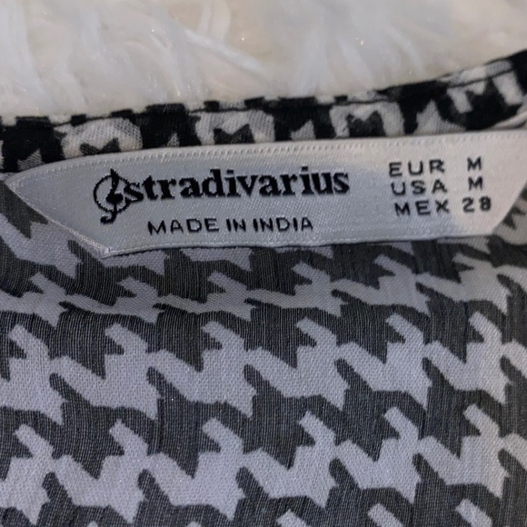 Stradivarius Ultra Sheer Houndstooth Tiered Dress - Picture 2 of 5